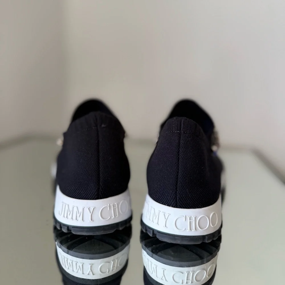 Like new JIMMY CHOO Verona Embellished Knit Trainers $795 36.5